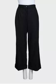 Black high-waisted wide-leg trousers