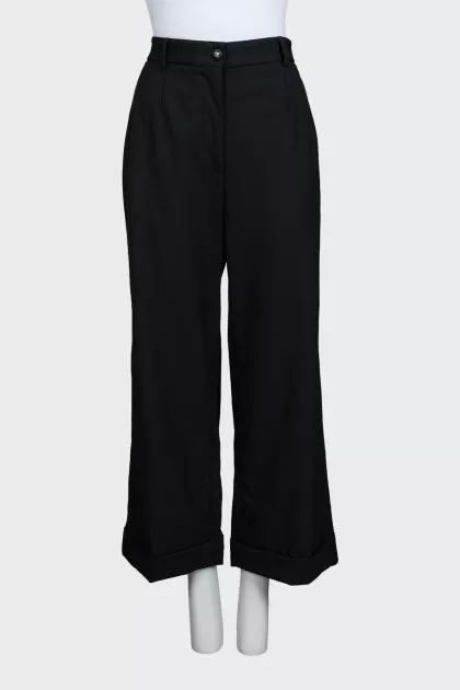 Black high-waisted wide-leg trousers
