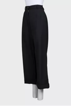 Black high-waisted wide-leg trousers