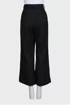 Black high-waisted wide-leg trousers
