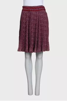 Red printed pleated skirt