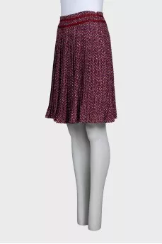 Red printed pleated skirt