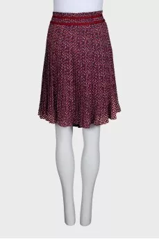 Red printed pleated skirt