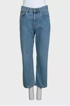 Голубого цвета boyfriend fit джинсы