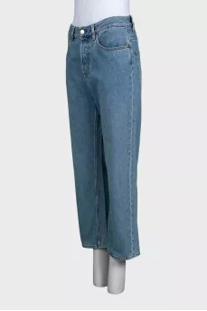 Голубого цвета boyfriend fit джинсы