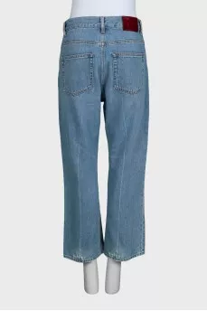 Голубого цвета boyfriend fit джинсы