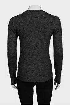 Dark blue pullover decorated with lace