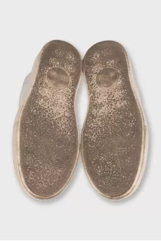 Leather and suede mid-soled sneakers