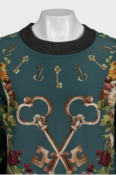 Silk sweatshirt with floral print
