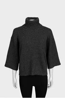 Cashmere sweater with short sleeves