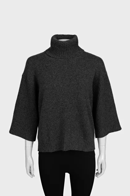 Cashmere sweater with short sleeves