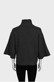 Cashmere sweater with short sleeves