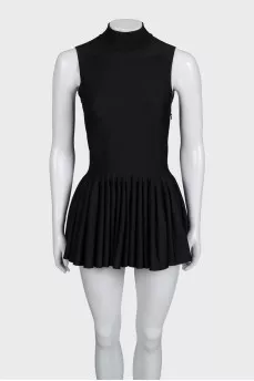 Black dress with ruffles on the skirt