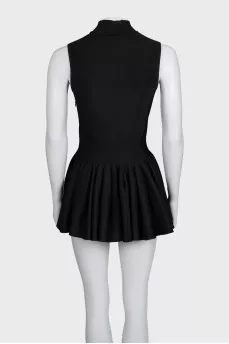 Black dress with ruffles on the skirt