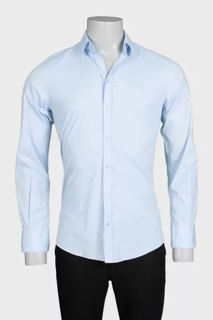 Men's light blue slim-fit button-down shirt