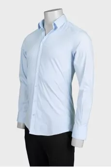 Men's light blue slim-fit button-down shirt