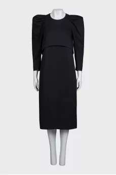 Black fitted dress with accent shoulders