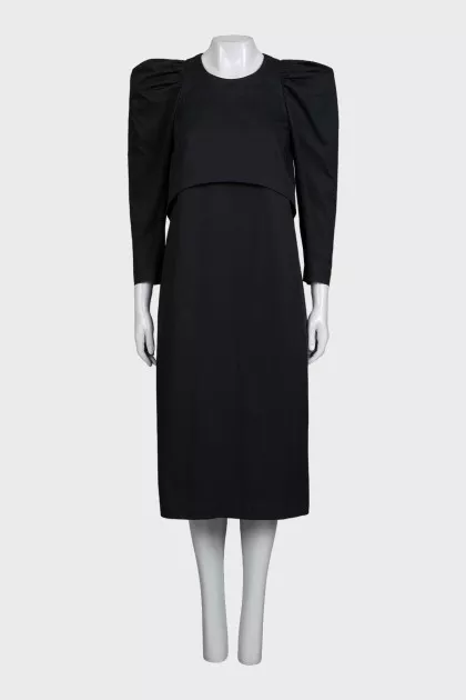 Black fitted dress with accent shoulders