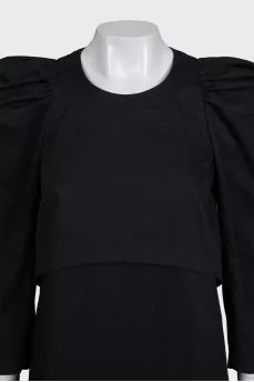 Black fitted dress with accent shoulders