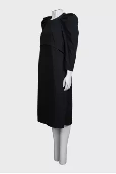 Black fitted dress with accent shoulders