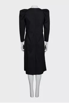 Black fitted dress with accent shoulders