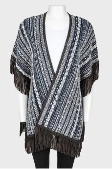 Leather fringe poncho