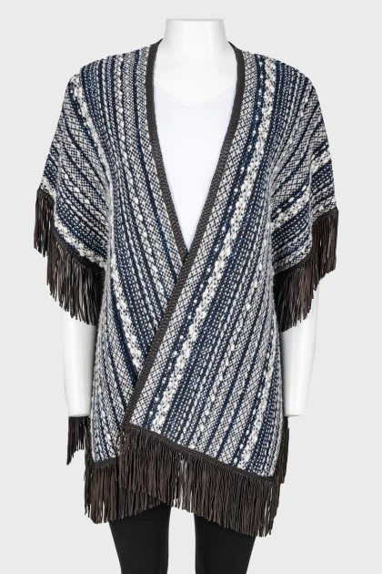Leather fringe poncho