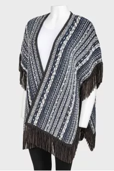 Leather fringe poncho