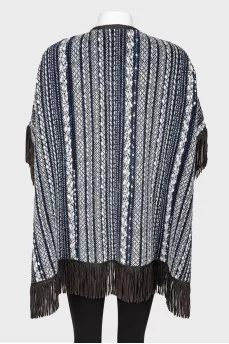 Leather fringe poncho