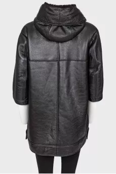 Leather sheepskin coat