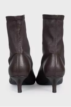 Шкіряні ботильйони на підборах з гострим носком