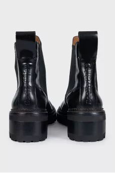 Leather Chelsea boots with embossed logo