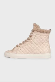 Beige boots with leather decoration