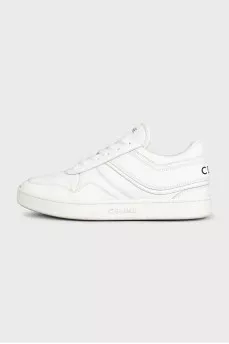 White leather sneakers with signature logo