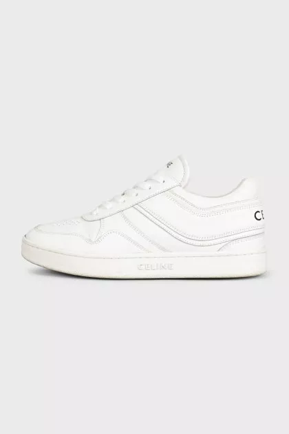 White leather sneakers with signature logo