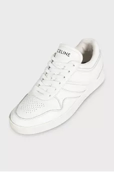 White leather sneakers with signature logo