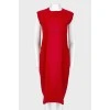 Red ruffles on the back dress