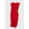 Red ruffles on the back dress