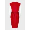 Red ruffles on the back dress