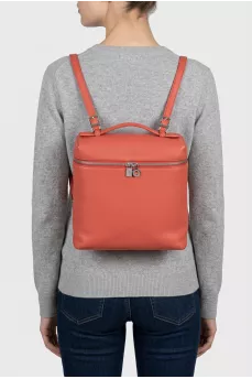 Розовый кожаный рюкзак Extra Pocket