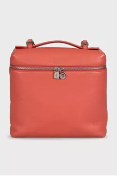 Розовый кожаный рюкзак Extra Pocket