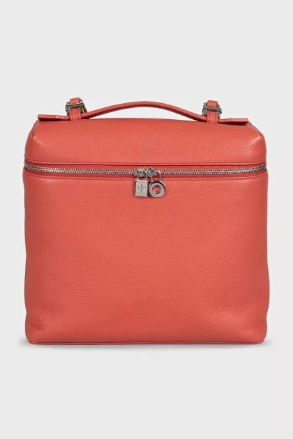 Розовый кожаный рюкзак Extra Pocket