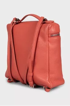 Розовый кожаный рюкзак Extra Pocket
