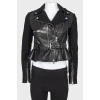 Leather textile inserts jacket