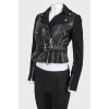 Leather textile inserts jacket