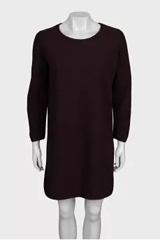 Loose-fitting purple wool dress