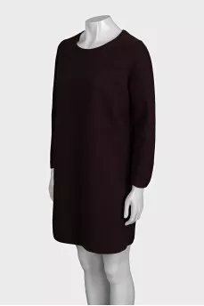 Loose-fitting purple wool dress