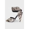 Pony leather sandals