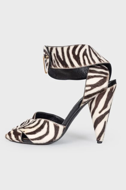 Pony leather sandals