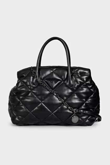 Black quilted leather bag